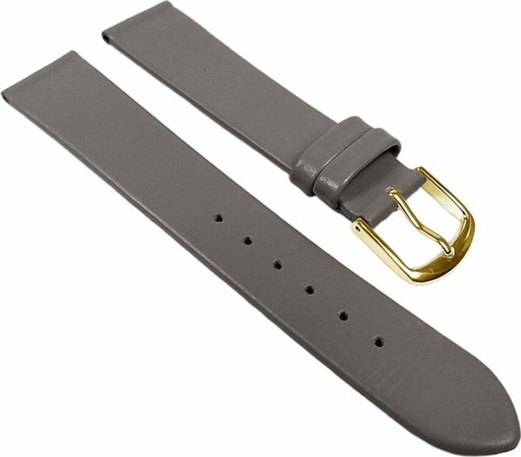 Eulit Dolly Uhrenarmband Kalbleder grau seidenmatt rembordiert, Stegbreite:10mm