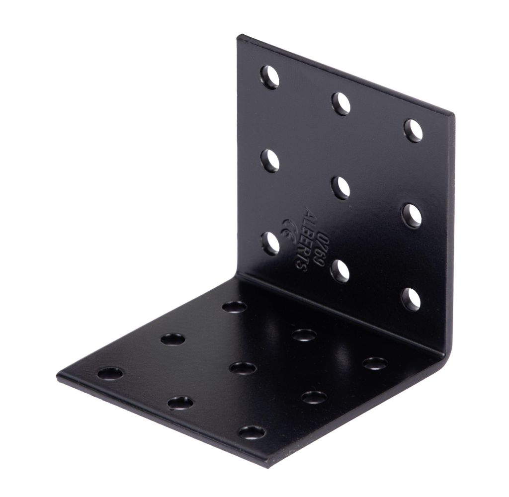 Alberts 824426 Lochplattenwinkel - verzinkt - schwarz - kunststoffbeschichtet - 60 x 60 x 60 mm, 25er Set