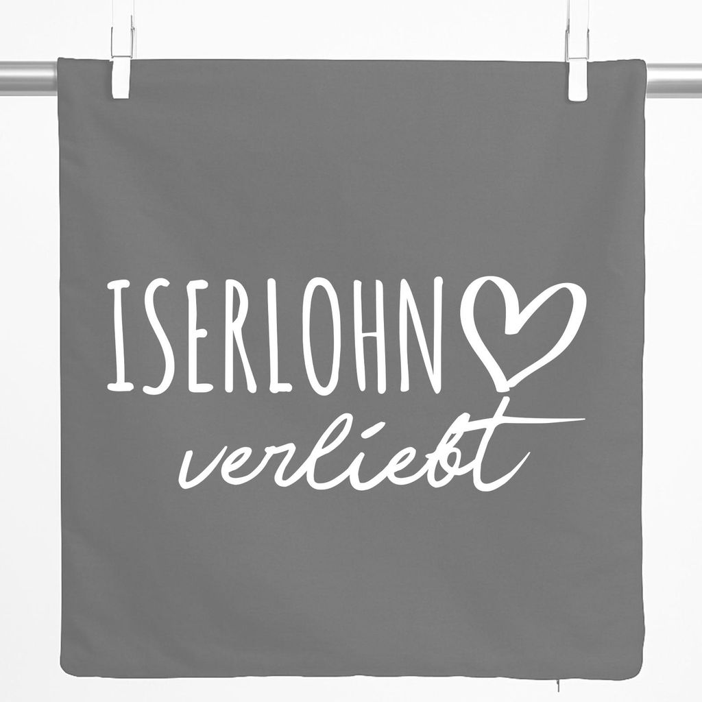 Huuraa Kissenbezug Iserlohn verliebt 40x40cm Steel Grey Baumwolle Dekokissenbezug Geschenkidee