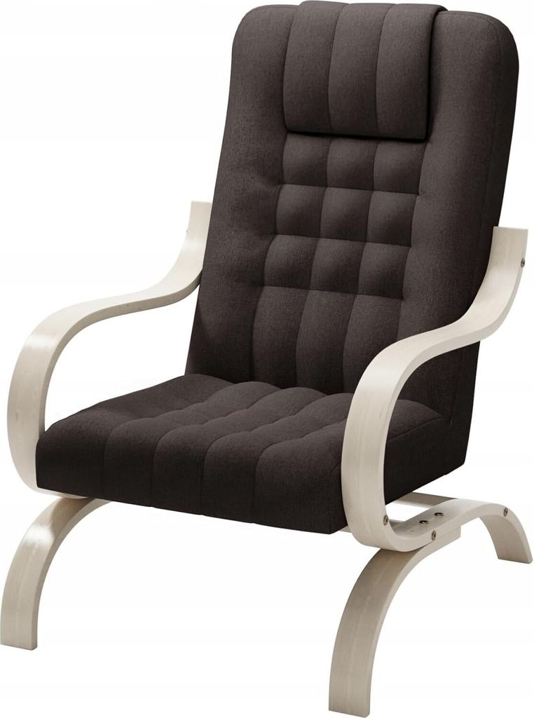 LIKMA Braun Bequemer Sessel Mit Armlehnen Buchenholz-Gestel 150 Kg Tragkraft Wohnzimmer Büro Oder Lounge B 64 cm x H 97 cm x T 83 cm