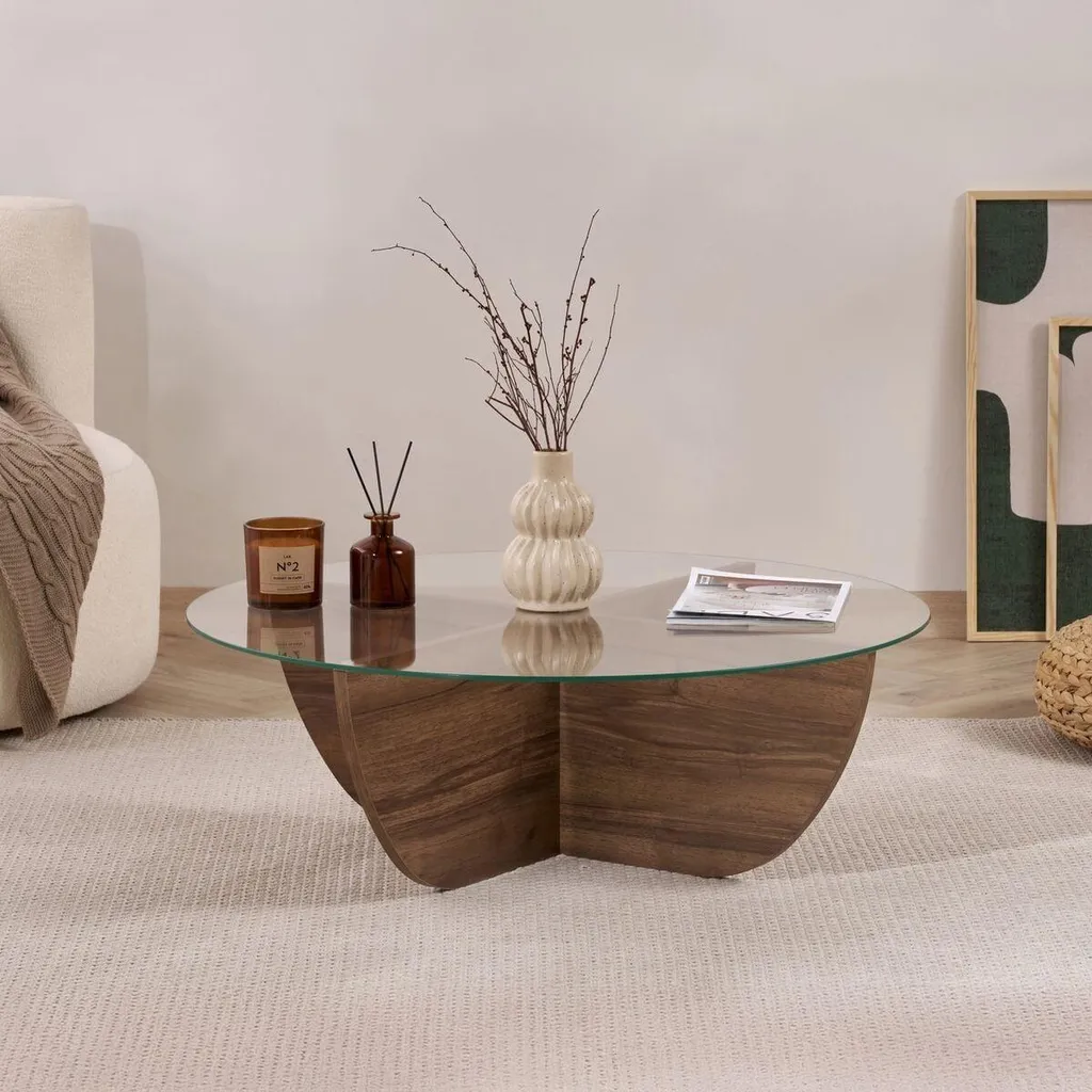 Table basse de salon en verre NINA 90 cm idéale pour vos réceptions