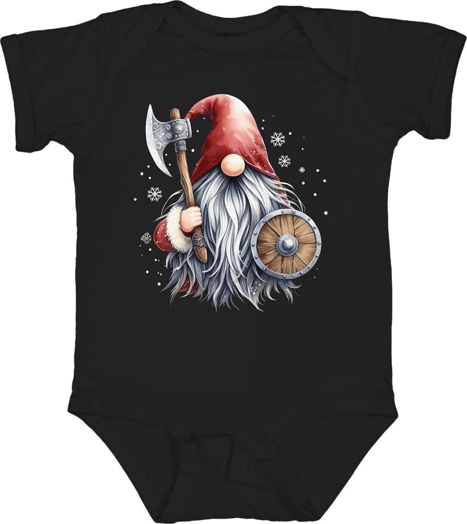 Wikinger Gnom Wichtel Weihnachtself Axt - Weihnachten Weihnachtsgeschenk Christmas Unisex Baby Body, Schwarz, 6/12
