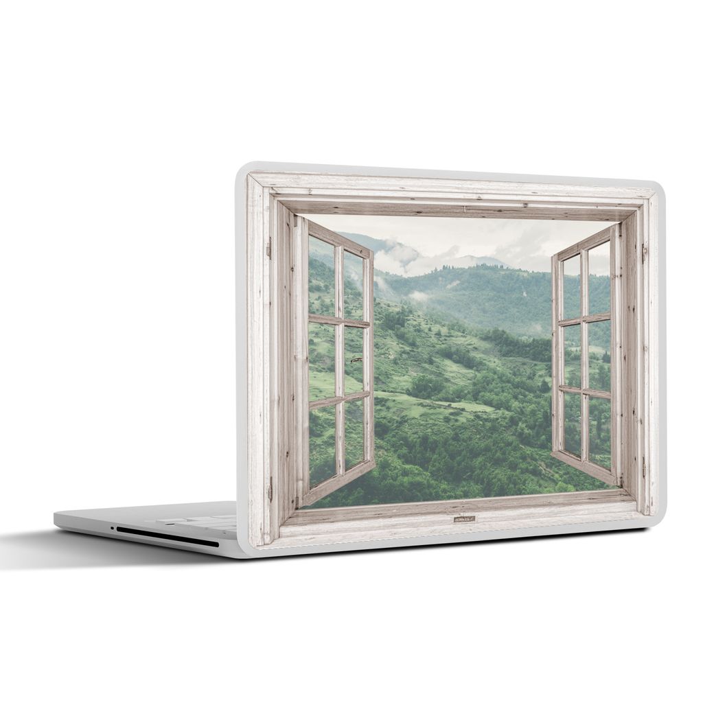 MuchoWow Laptop Aufkleber Sticker Cover Aussicht - Berg - Baum 40x30 cm - Laptop Dekoration - Selbstklebend
