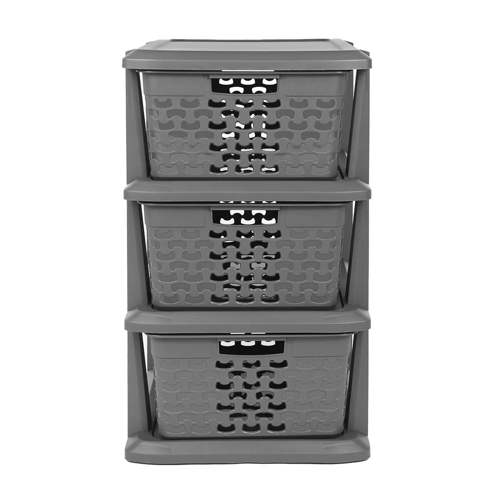 Support à paniers modulables en coton gris anthracite pour armoire