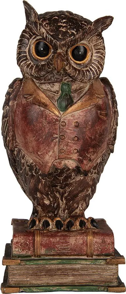 Tirelire Hibou pour chambre et salon décoration brune 16x15x35 cm