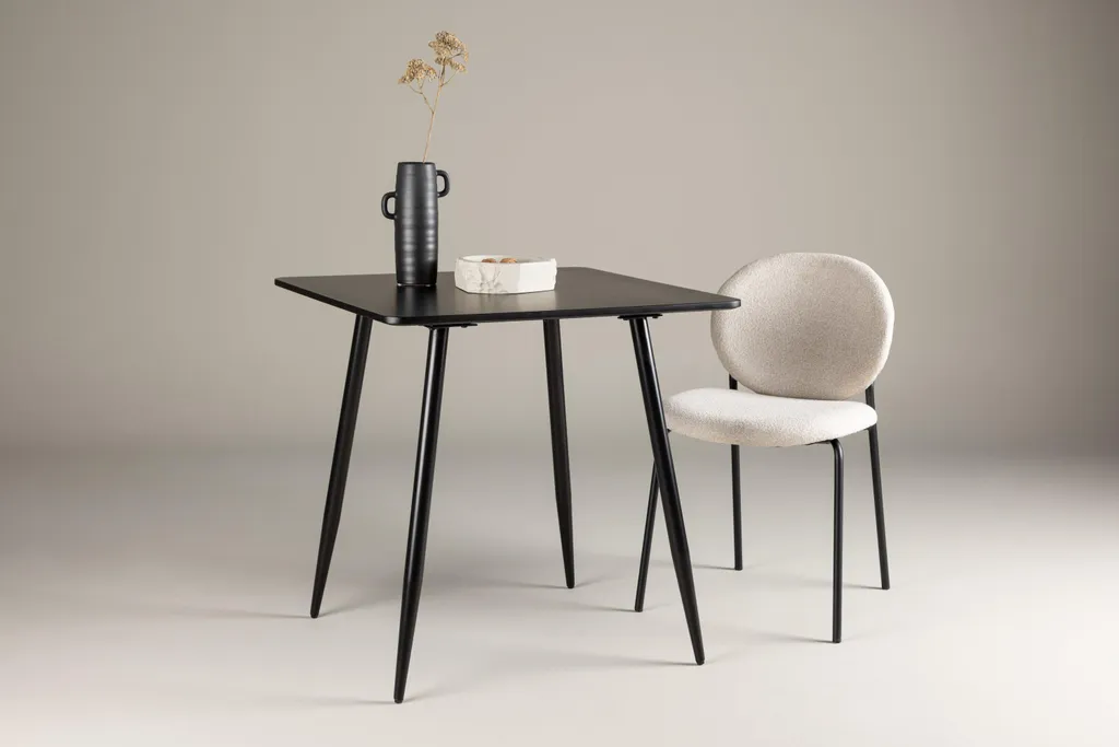 Polar table de salle à manger 75x75 cm noir : format carré compact