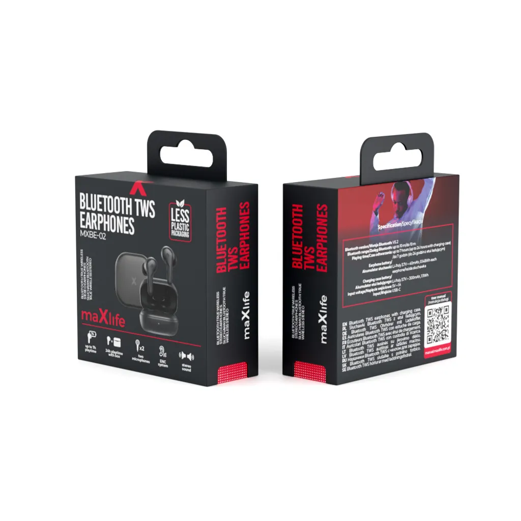Ecouteurs Bluetooth Tactiles Maxlife MXBE-02 avec Micro Intégré Noir