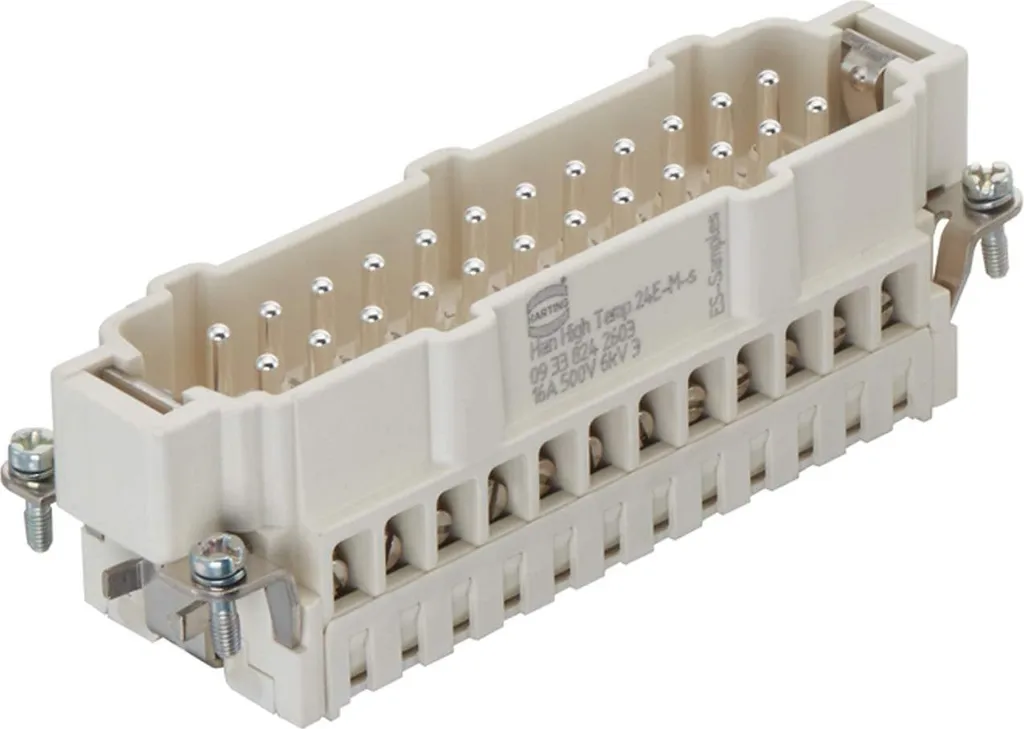 Insert HARTING Han 24E High Temp 24 Pôles PE 16A 500V Connexion par Vis