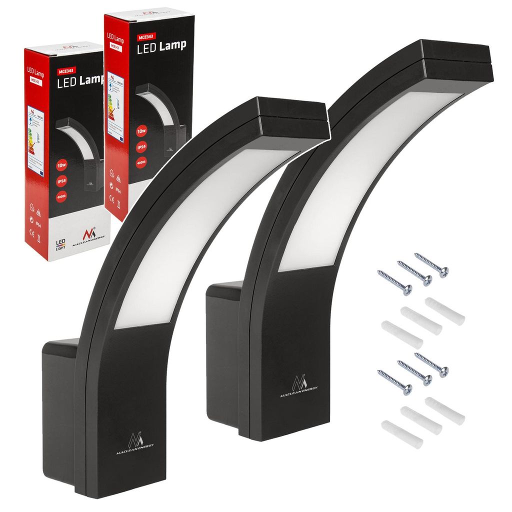 2 lampade da facciata a LED Maclean da 800 lm, IP54, 10 W, Immagine del prodotto 