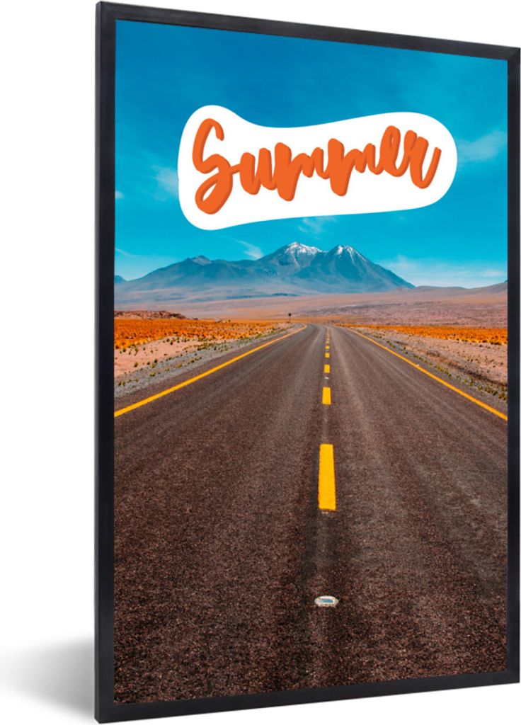 MuchoWow Gerahmtes Poster Auto - Berge - Sommer 20x30 cm - Poster mit Schwarzem Bilderrahmen Wandposter Rahmen Foto Bilder - Drucken - Bilder Pos...