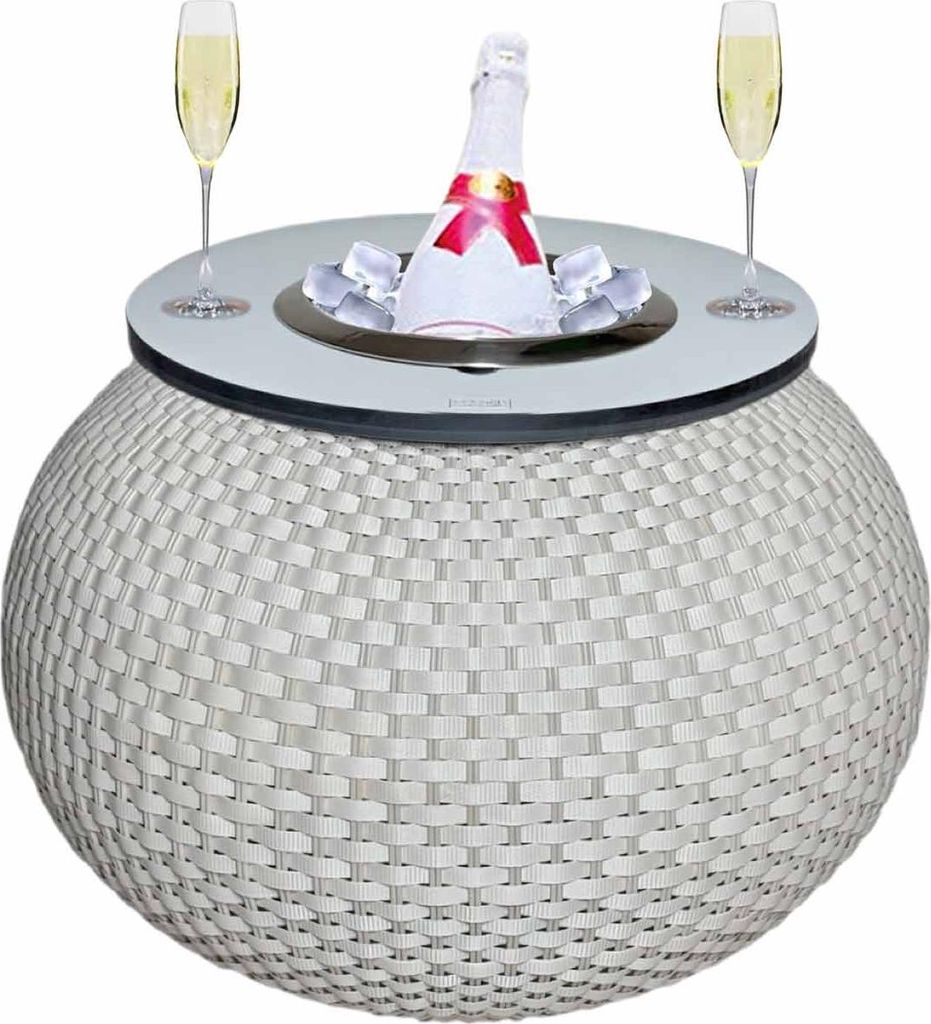 COOTAB Cooler Table MILANO 3-in-1 Loungetisch mit Edelstahl-Kühler - Champagner