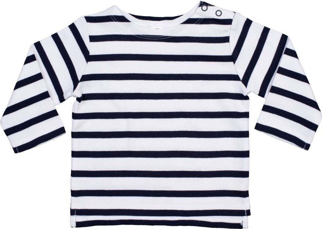 Babybugz - "Breton" T-Shirt für Baby Langärmlig PC5598 (92) (Weiß/Navy)