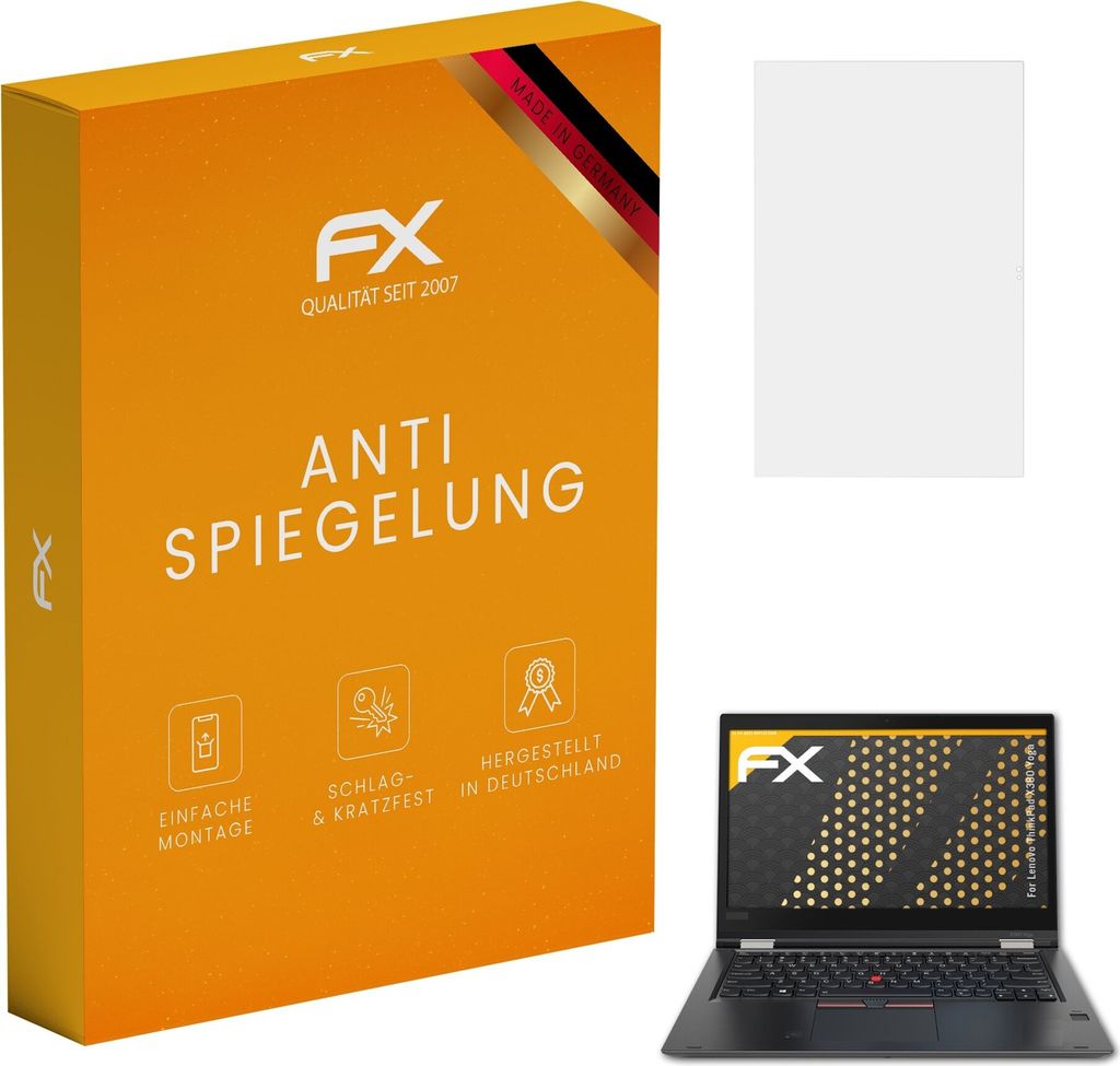 atFoliX FX-Antireflex 2x Schutzfolie kompatibel mit Lenovo ThinkPad X380 Yoga Displayfolie
