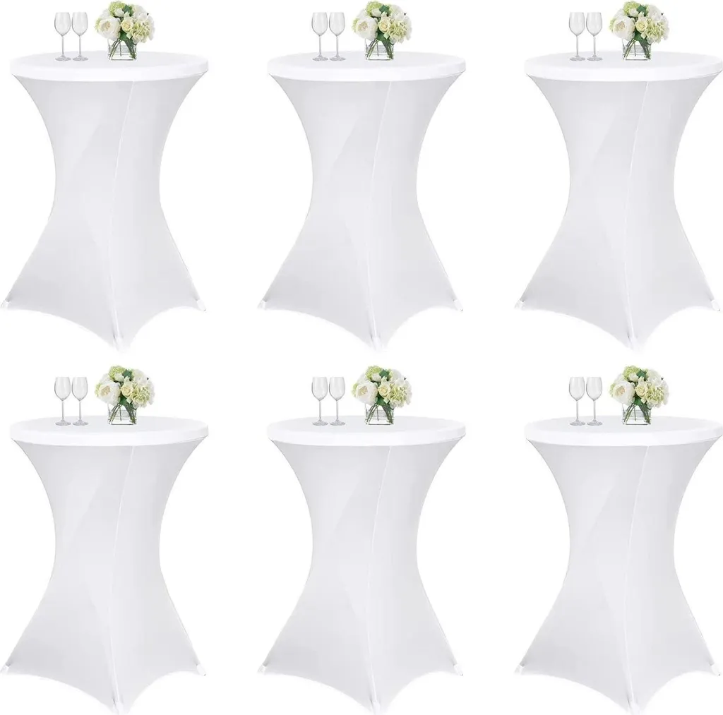 Housse de Table Stretch Ø80cm : Finis les Plis ! Lot de 6 Blanches