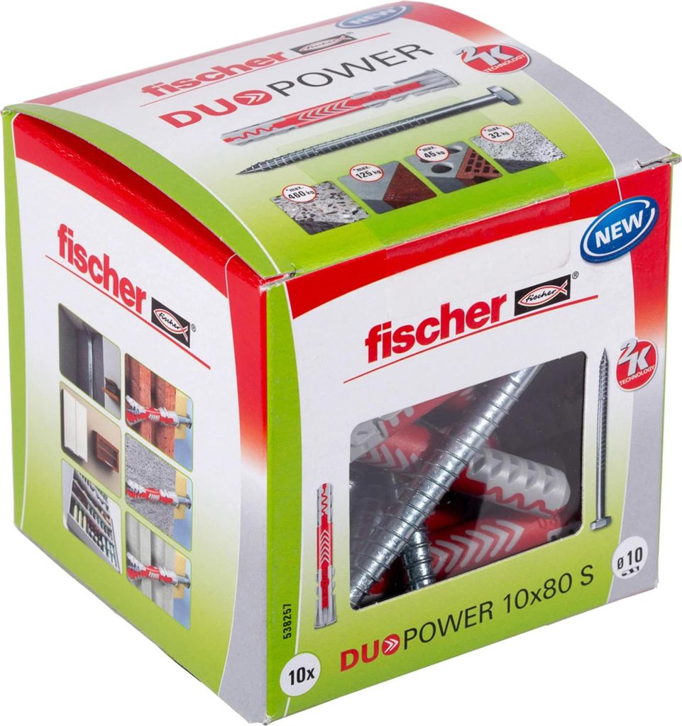 fischer Duopower 10 x 80 S se šroubem, balení po 10 ks. Obrázek produktu 