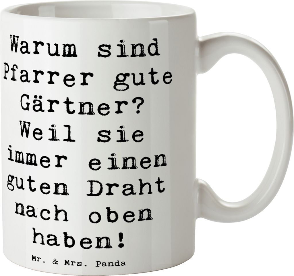 Mr. & Mrs. Panda Tasse Spruch Pfarrer Gärtner - Weiß - Geschenk, handgefertigt, Becher, Kaffeetasse, Orientierung, handgefertigte Geschenke, Dank...