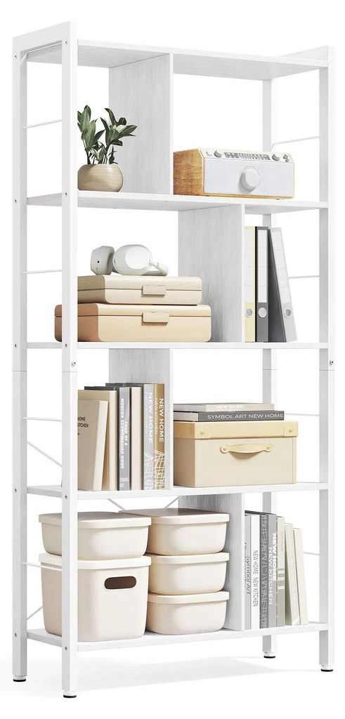 Bücherregal - Freistehendes Standregal - 10 Fächer - Skandinavischer Stil - Vintage Braun