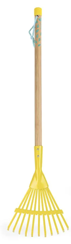 Janod Râteau à Feuilles en Métal Robuste avec Manche en Bois Durable
