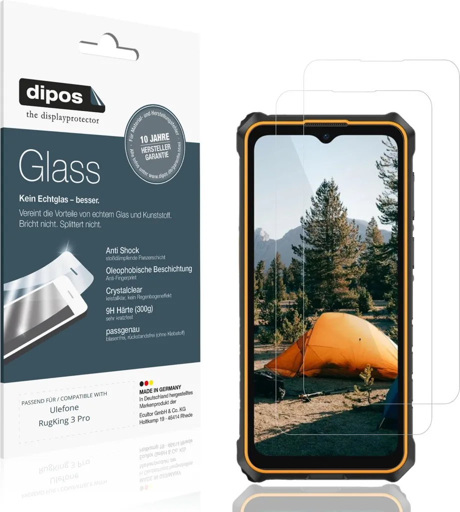 Ulefone RugKing 3 Pro Pellicola dipos Glass | Vetro 9H Flessibile Kit x2
