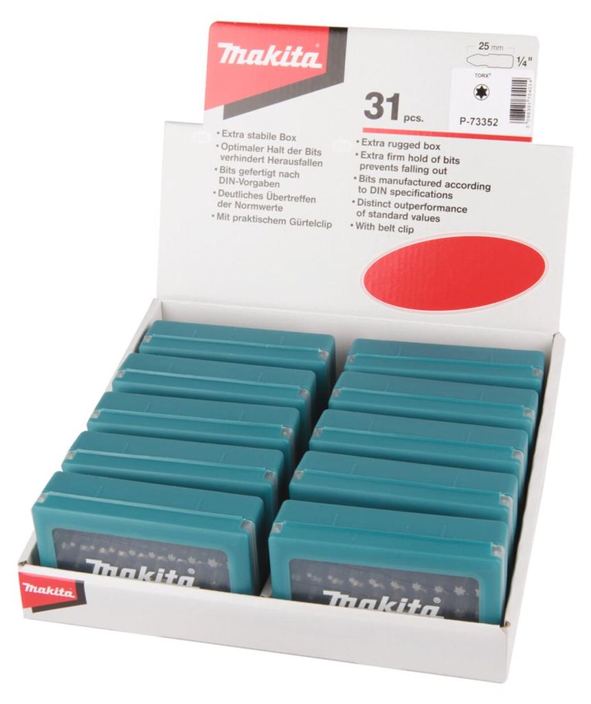 Makita P-73352, 30 Stück(e), Torx, 1/4", T10, T15, T20, Produktbild 