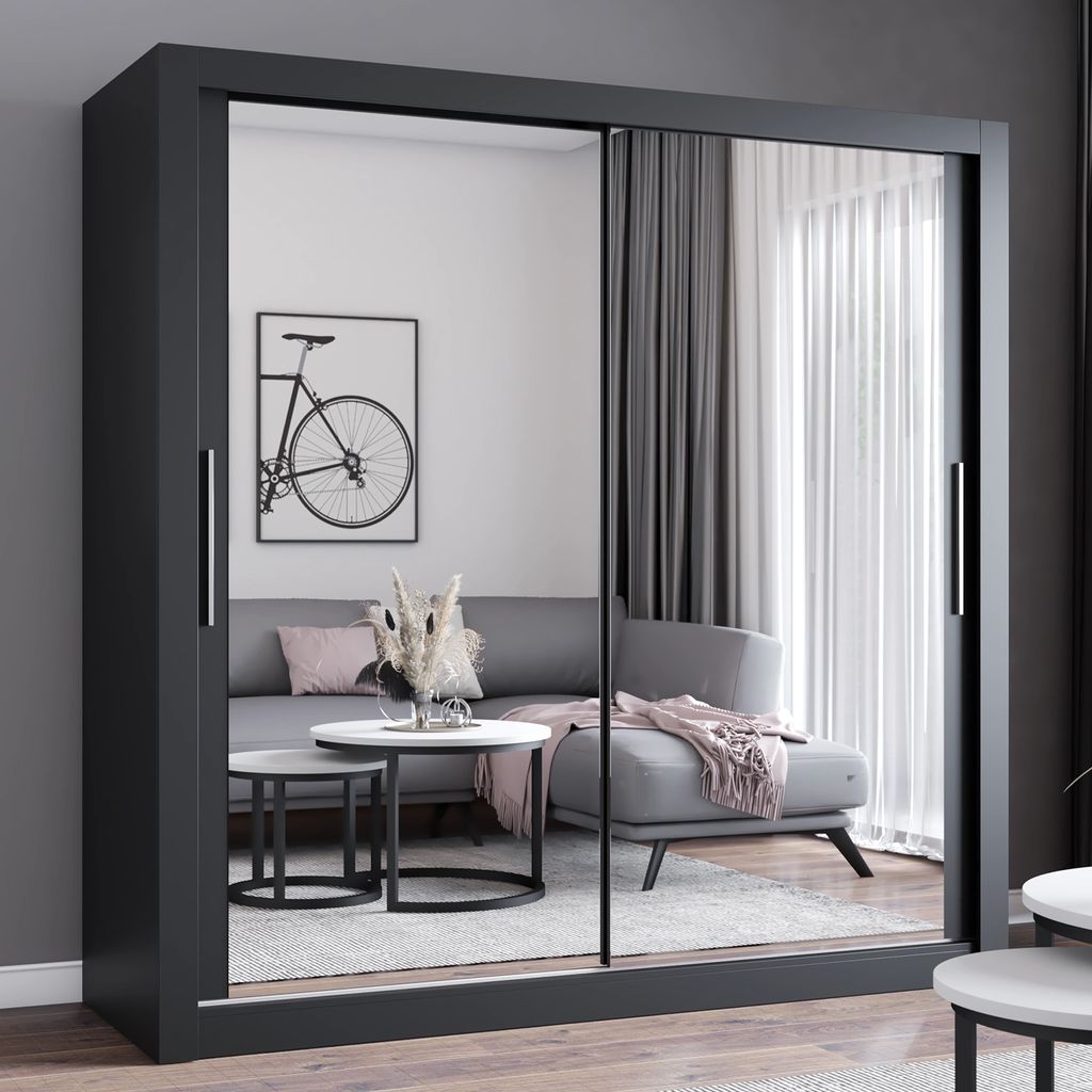 Schwebetürenschrank Kleiderschrank Schrank 203cm Produktbild 