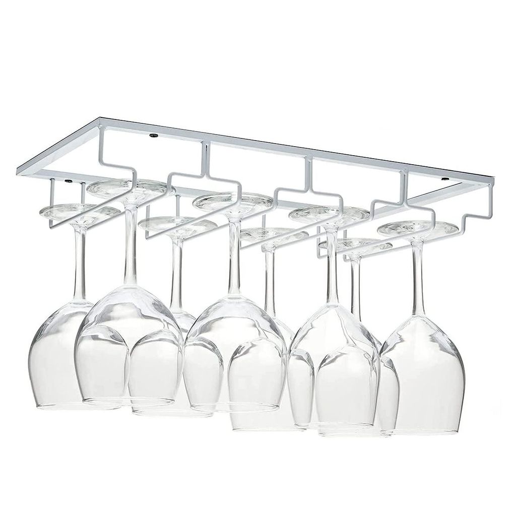 Weinregal Edelstahl Hängend - 45 Cm, Für Stielgläser, Unter Schrank, 1 Reihe, Chrom-Optik