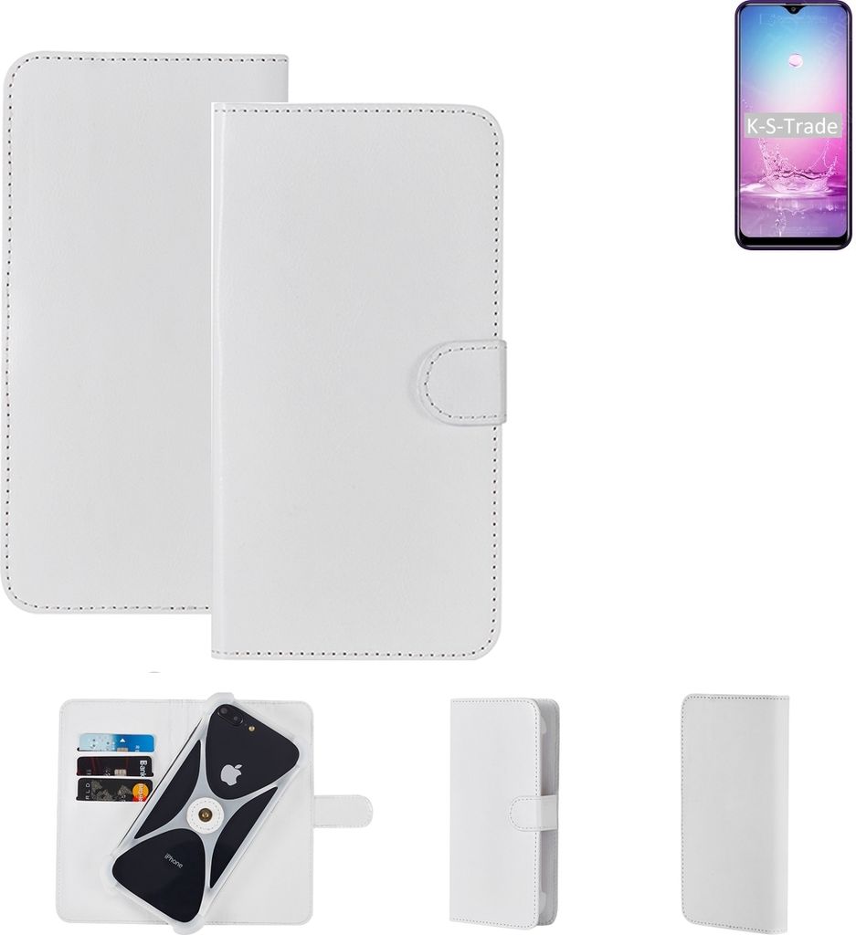K-S-Trade Handy Hülle Schutz Hülle kompatibel mit Oukitel C15 Pro Cover Case Bookstyle Bumper weiß 1x