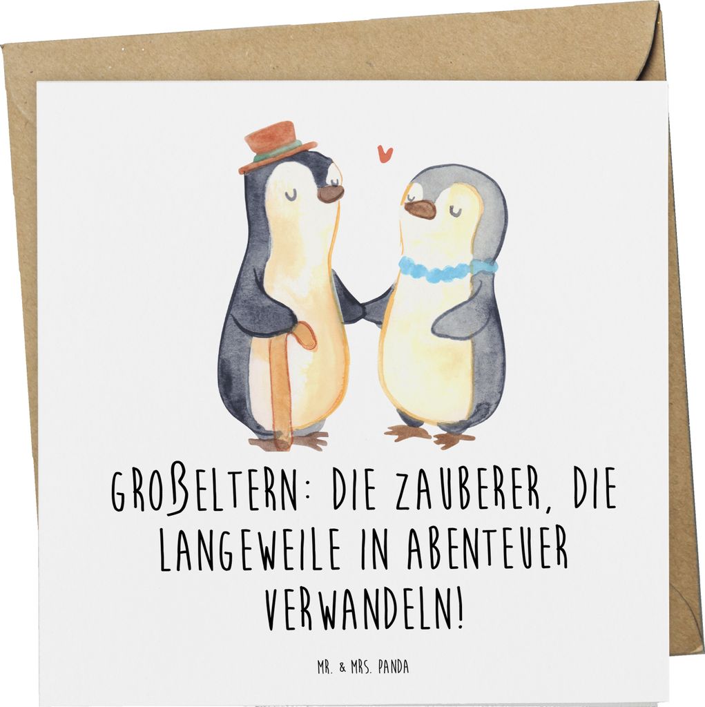 Mr. & Mrs. Panda Klappkarte Großeltern Zauberer - Weiß - Geschenk, Weihnachten, Enkelkinder, Grußkarte, Glückwunschkarte, Geschenke, Geburtstag...
