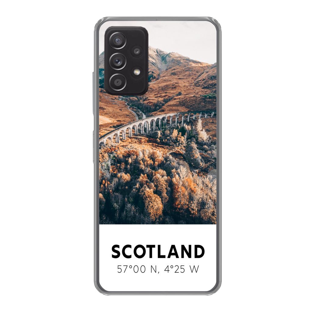 MuchoWow Handyhülle Schutzhülle Hülle für Samsung galaxy a73 Schottland - Herbst - Berge Silikon Softcase Handy Hülle - Handyhülle