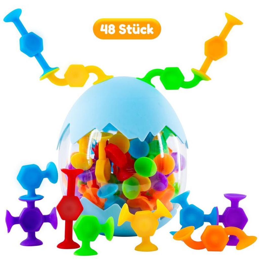 48 Stück Saugnapf Spielzeug Kinder Silikon Montessori Badespielzeug Sensorik Fidget Toys für Badewanne Reise Kindergarten
