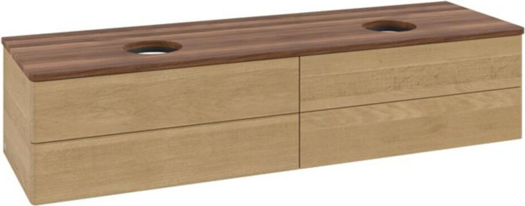 V&B Waschtischunterschrank ohne Frontstruktur, mit Beleuchtung Antao 160x50cm, WBP-farbe w. walnut, honey oak