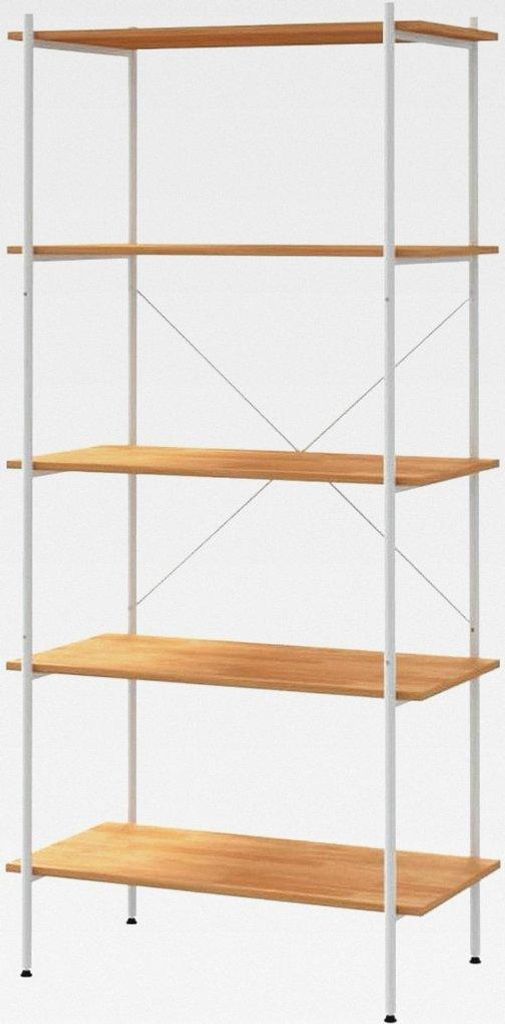 Regal mit 5 Böden Weiß und Eiche-Optik 80x40x163 cm Lagerregal für Garage, Abstellraum, Kellerregal