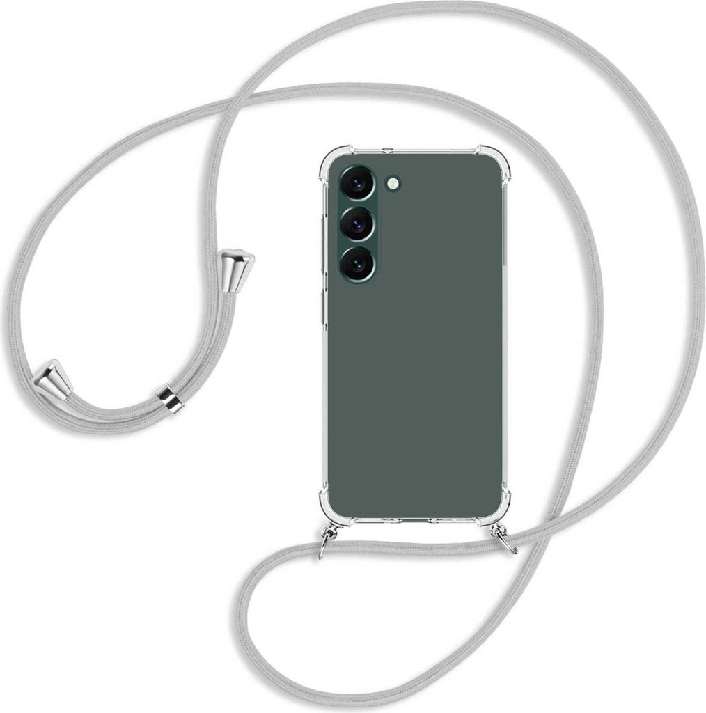 Handykette Backcover-Schutzhülle mit Band (Metall silberfarben) für Samsung Galaxy S23 Plus - silbergrau