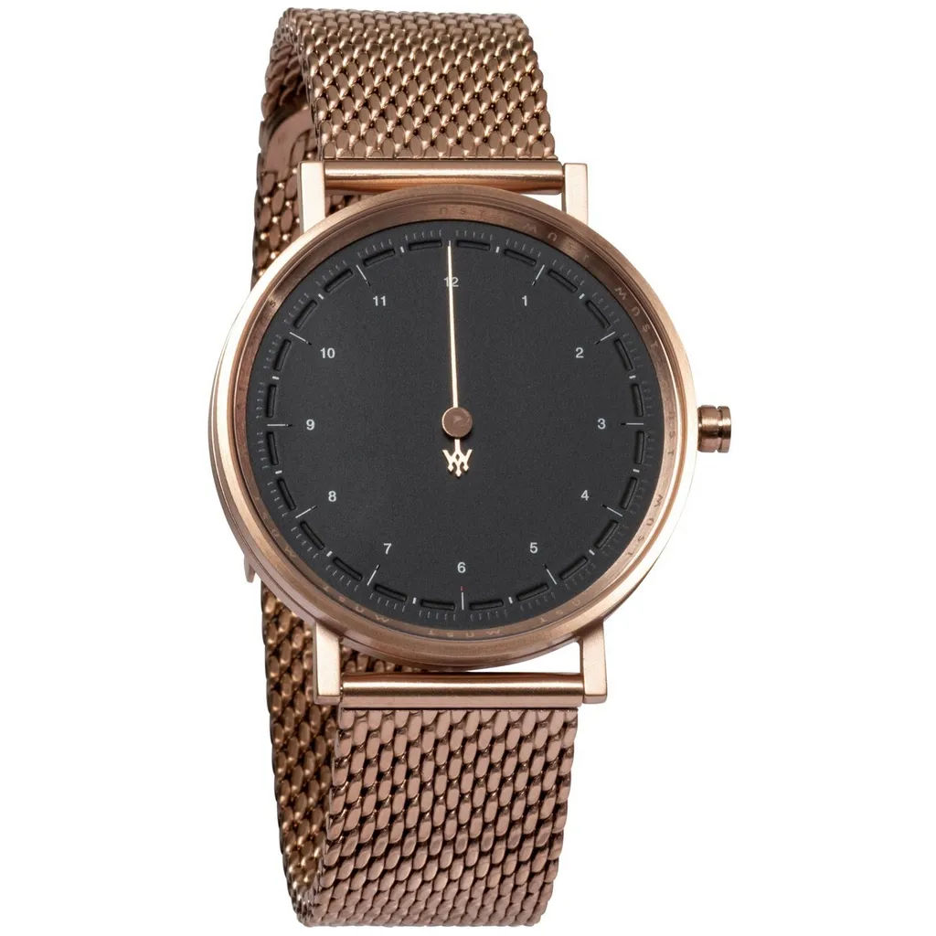 Montre Unisexe Mast Milano Uni - Accessoire de Mode en Cuir Noir et Rosé