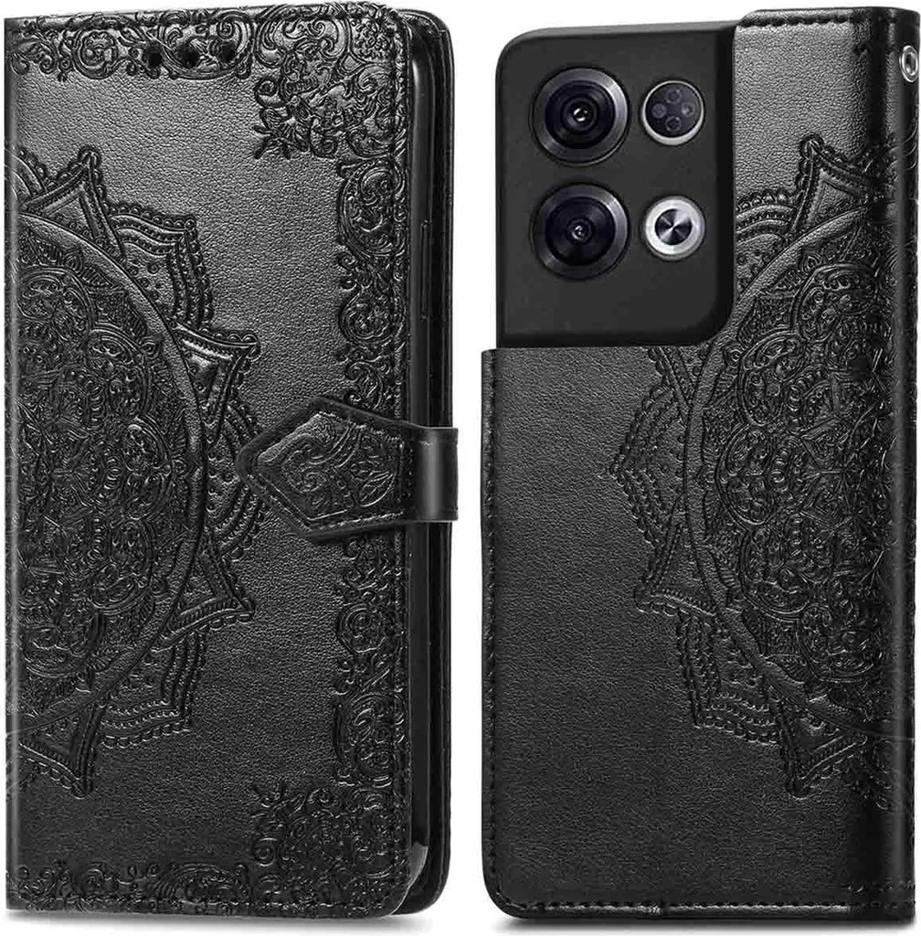 Cover imoshion Mandala per Oppo Reno 8 Pro 5G - Portafoglio Nero Elegante