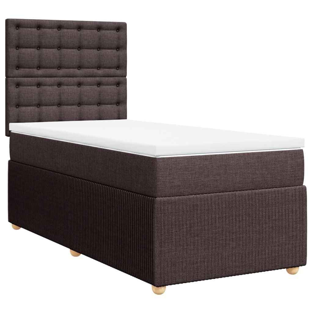 SYFAX Boxspringbett mit Matratze Dunkelbraun 100x200 cm Stoff