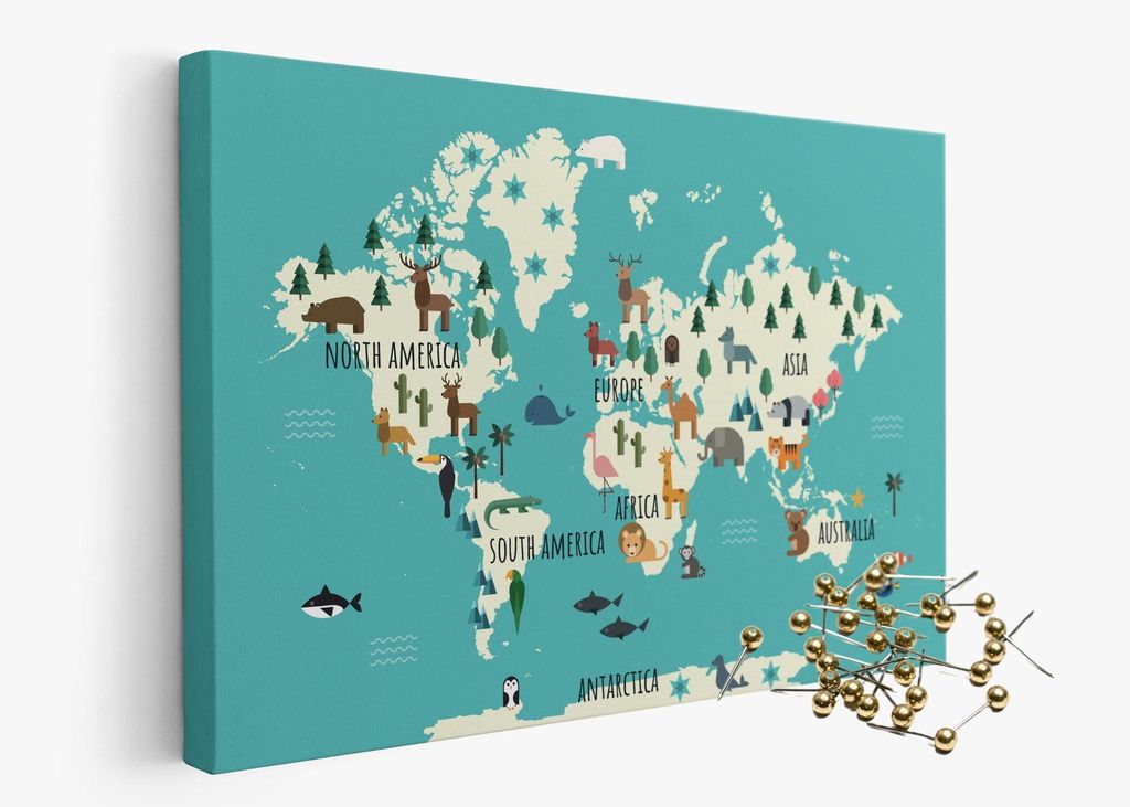 framed concept Weltkarte mit Pinnnadeln Handgefertigte Wanddekoration mit 50 goldenen Pins Einzigartige Geschenkidee
