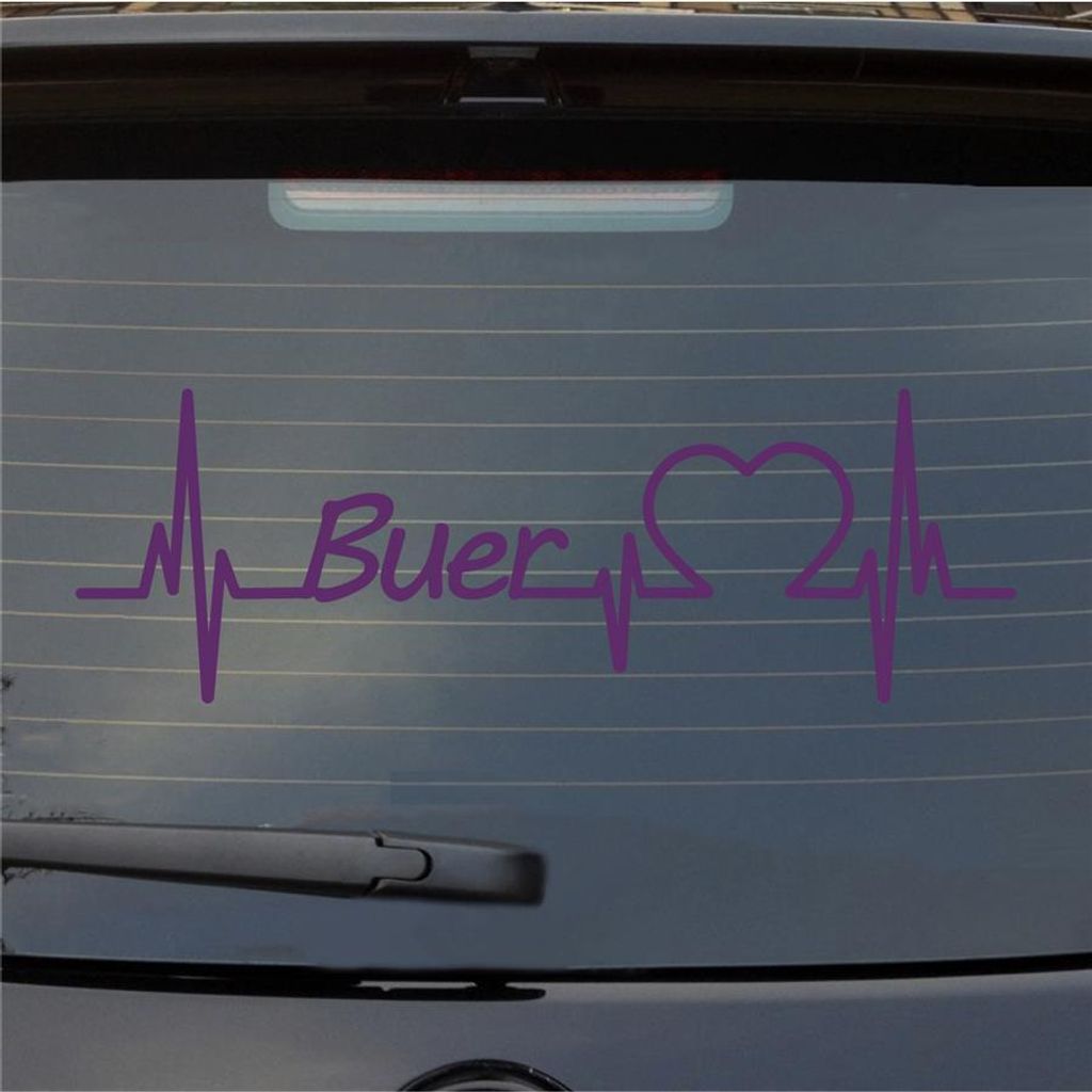 Heckscheibenaufkleber Buer Herzschlag Puls Stadt Liebe 55x18 cm Lila Auto Aufkleber Sticker