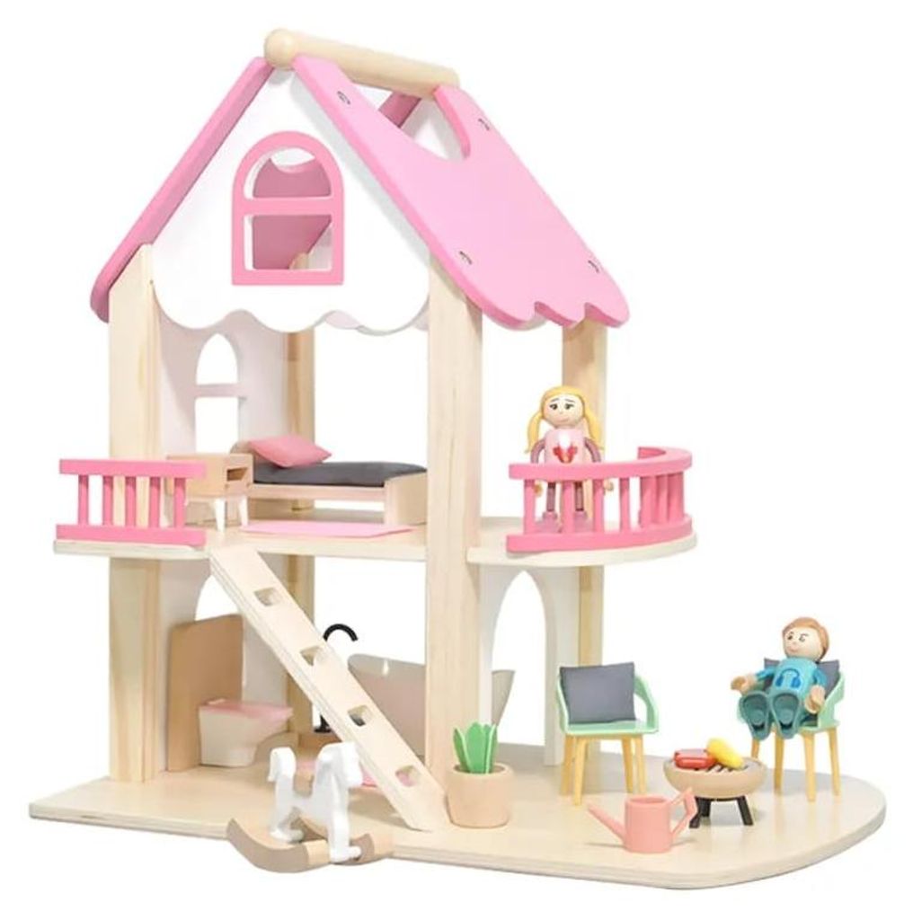 Maison de poupée en bois avec poupées Ensemble - Image du produit 