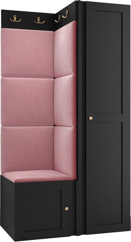 MIRJAN24 Garderoben-Set Orion Ramiro XXV, Kleiderschrank, Schuhschrank, Kleiderhakenbrett, 7x Paneel 42x42, 6 Kleiderhaken für Kleidung, Metallgri...