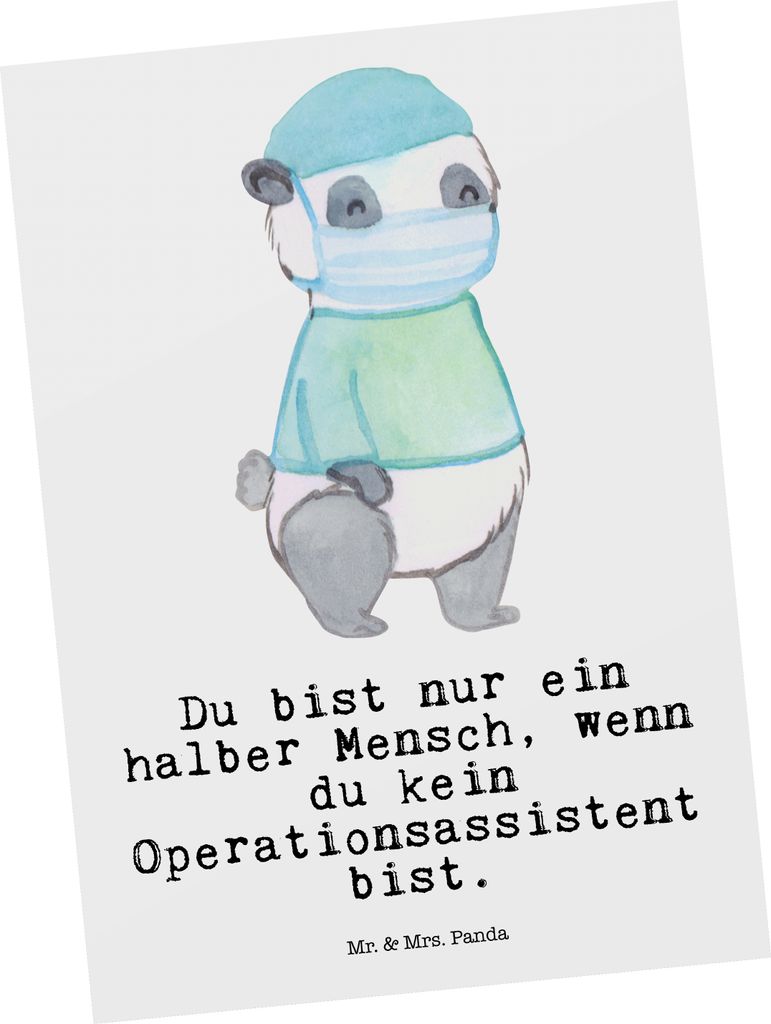 Mr. & Mrs. Panda Postkarte Operationsassistent Herz - Weiß - Geschenk, OTA, bildkarte, Ansichtskarten, Postkarten, Operationstechnischer Assistent...