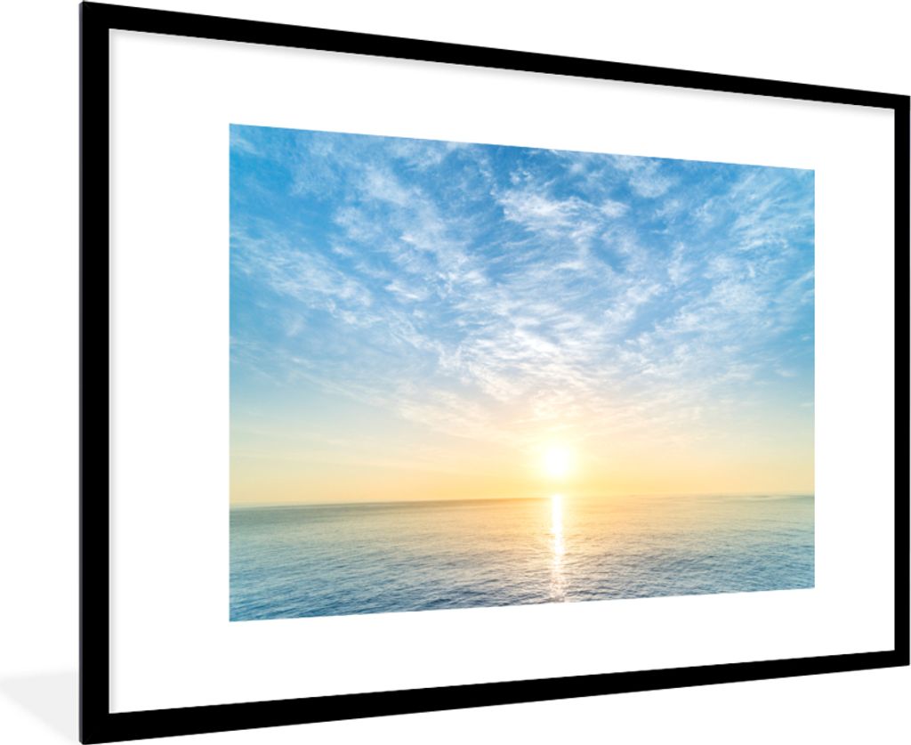 MuchoWow MuchoWow Gerahmtes Poster Meer - Sonne - Wolken 90x60 cm - Poster mit zchwarzem Bilderrahmen - Wanddekoration - Fotos