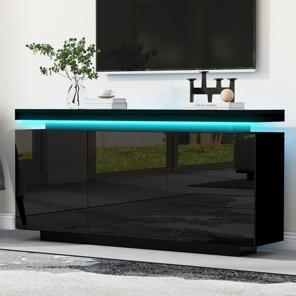 MODFU Wohnzimmerschrank Hochglanz-Sideboard mit Produktbild 
