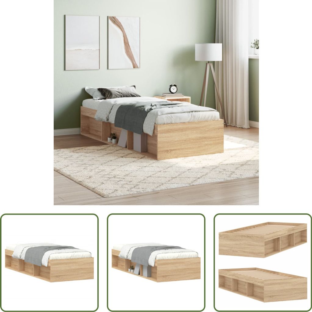 The Living Store Bettgestell Sonoma-Eiche 75x190 cm