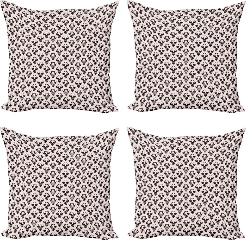ABAKUHAUS Antilope Kissenbezug Set (4 Stück), moderne Zusammenfassung, Moderner Doppelseitiger Digitaldruck, 50 cm x 50 cm, Baby-Rosa Koksgraue