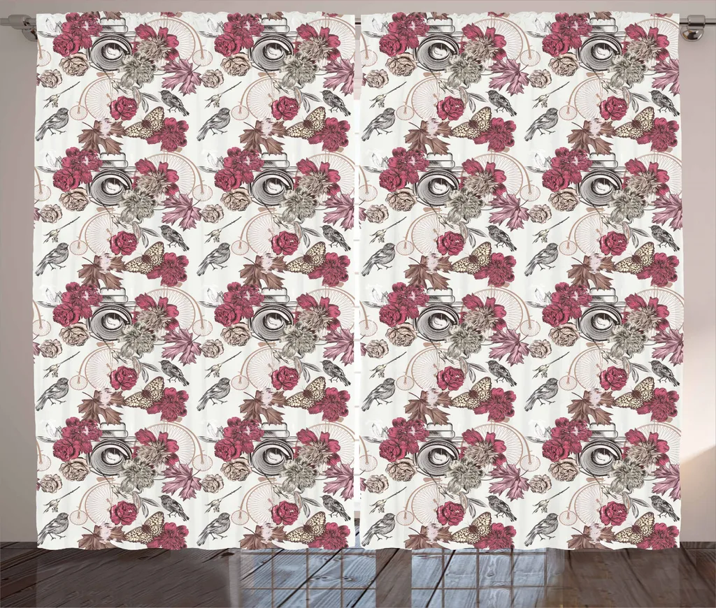 Tenda Floreale ABAKUHAUS Rosa Beige 280x245 | Arredo Soggiorno Chic