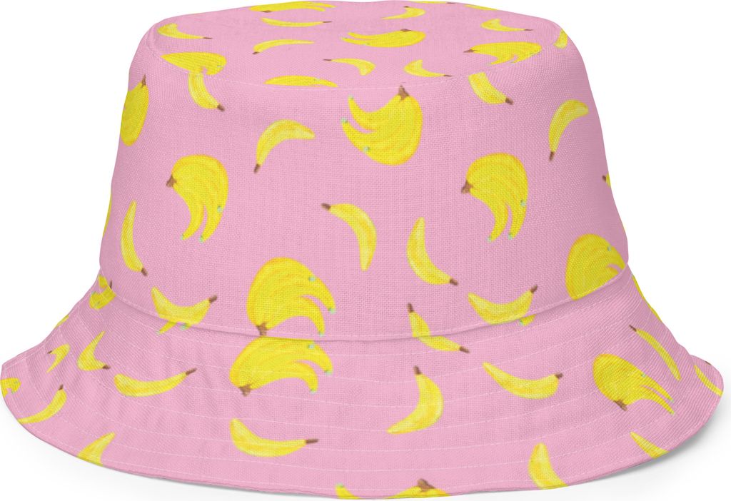 Mr. & Mrs. Panda Bucket Hat Bananen Staude Größe S/M - Rosa - Geschenk, Muster, Safarihut, Sommerhut, Fischerhut, Sonnenhut, Tropenhut