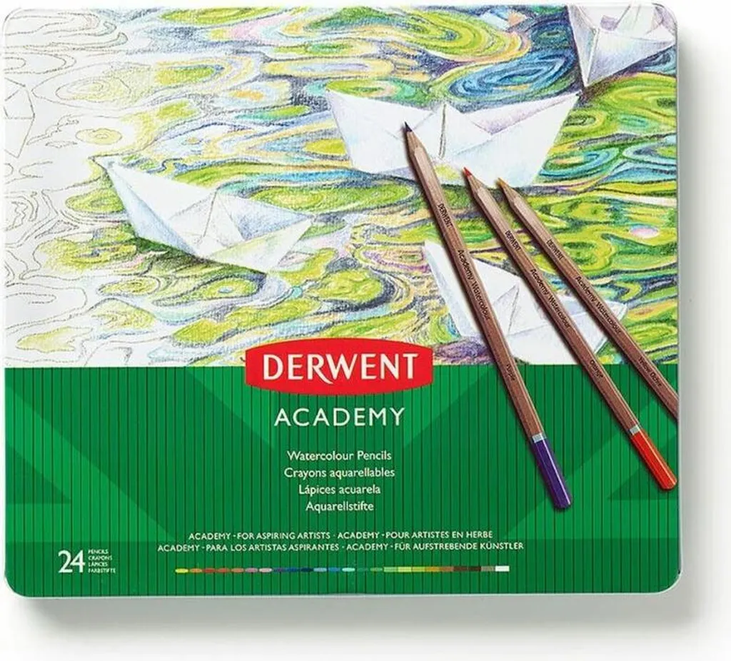 Set de 24 Crayons de Couleur Aquarelle pour Dessin et Peinture Mixte