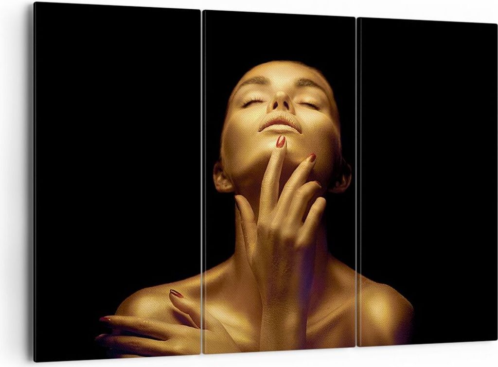 Bild auf Leinwand - Leinwandbild - 3 Teile - Gold Frau Stück - 165x110cm - Wand Bild - Wanddeko - Wandbilder - Leinwanddruck - Bilder - Wanddekora...