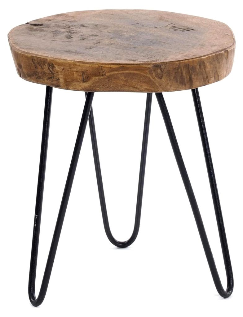 Couchtisch aus Tamarindenholz und Metall, Ø 34 cm, H38 cm